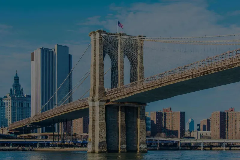 The Brooklyn Bridge and Brooklyn waterfront, New York