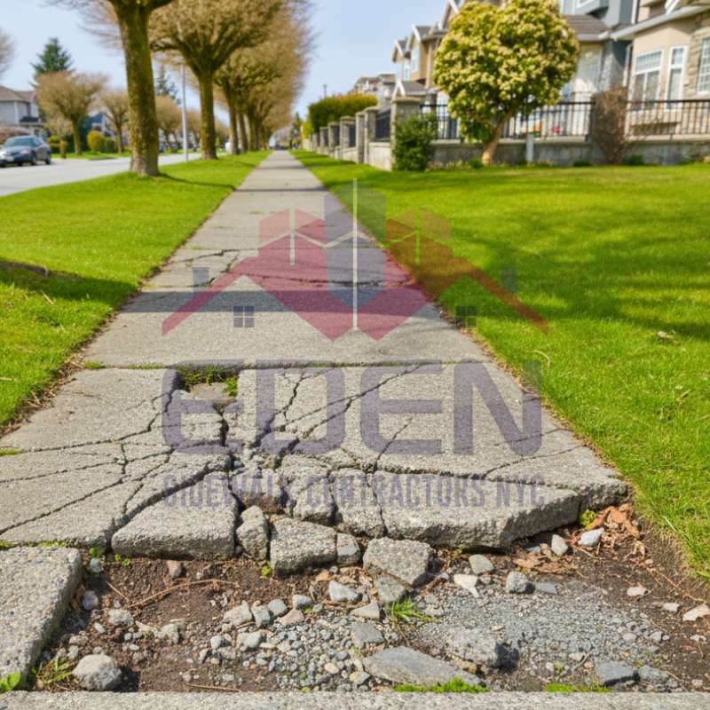 broken sidewalk damaging curb appeal of a house