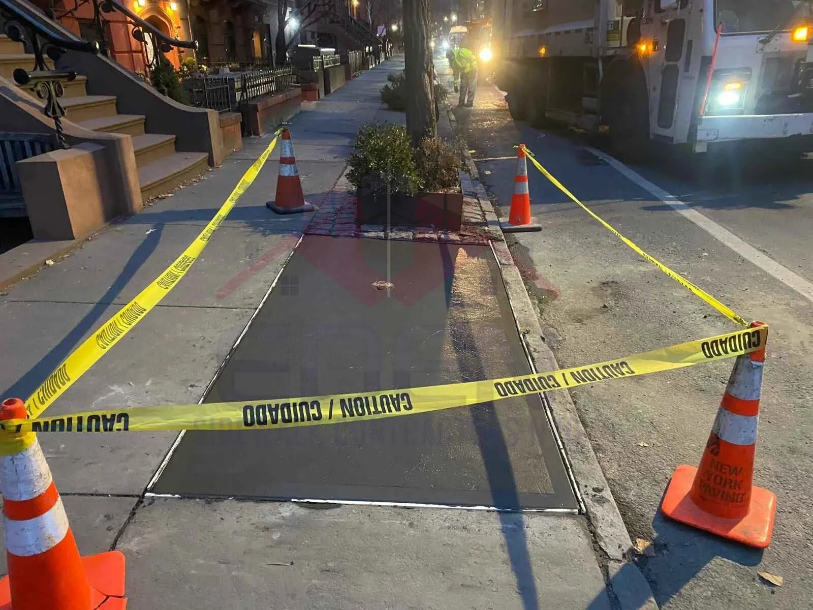 Broken and Uneven Sidewalk demonstration with before and after images